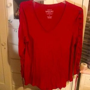 Torrid Super Soft Knit Red Long Sleeves Blouse